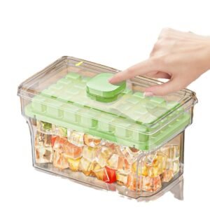 [New] 34-Cell Mango Yellow Ice Cube Tray - Single Layer with Push-Button Release & Storage Box (Includes Free Ice Scoop) - Food Grade BPA-Free