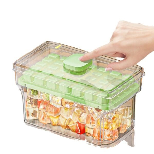 [New] 34-Cell Mango Yellow Ice Cube Tray - Single Layer with Push-Button Release & Storage Box (Includes Free Ice Scoop) - Food Grade BPA-Free