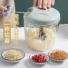 [900ml] Professional Manual Garlic Chopper - 2-Second Multi-Function Food Processor for Vegetables, Meat & Baby Food (3 Blades Included) - Commercial-Grade Pull String Design - Image 7