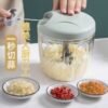 [900ml] Professional Manual Garlic Chopper - 2-Second Multi-Function Food Processor for Vegetables, Meat & Baby Food (3 Blades Included) - Commercial-Grade Pull String Design - Image 7