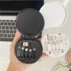 [5-in-1] 60W Fast Charging Cable Organizer - Portable Multi-Interface Storage Box with SIM Ejector & Phone Stand (Minimalist White) - for iPhone/Android/USB-C - Image 4