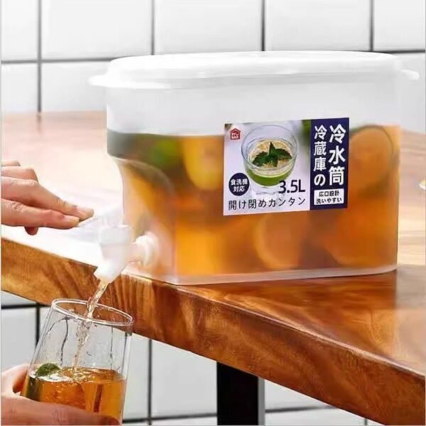 [3.5L] Refrigerator Water Dispenser with Tap - BPA-Free Plastic Cold Drink Pitcher for Fridge (0.5L Mini Version Available) - Leakproof Summer Beverage Container