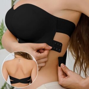 Cross-Back Strapless Bra - Seamless Invisible Push Up Bralette - Convertible to Racerback for Dresses & Tanks