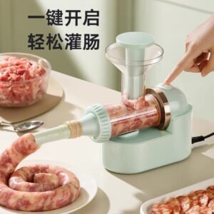 [2024 Pro] Electric Sausage Stuffer Machine - 5L Commercial-Grade Sausage Maker with 3 Nozzles & Meat Pounder (Milk White/Mint Green) - Home Butchering Kit
