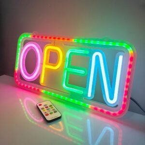 Custom LED Neon Sign - "OPEN" Light Box with 358 Color Modes | Remote Control & Dimmable | IP42 Waterproof (45+ Designs)