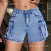 Women's Denim Shorts - Edgy Cargo Style | Wholesale MOQ 30pcs | 5-Pocket Design - Image 2