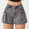 Women's Denim Shorts - Edgy Cargo Style | Wholesale MOQ 30pcs | 5-Pocket Design - Image 3