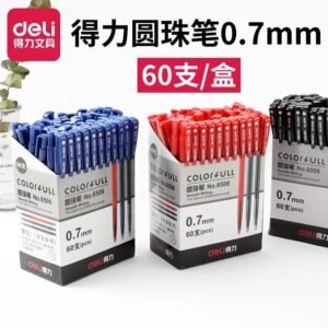 Deli 6506 Retractable Ballpoint Pen - 0.7mm (Black, Blue, Red)