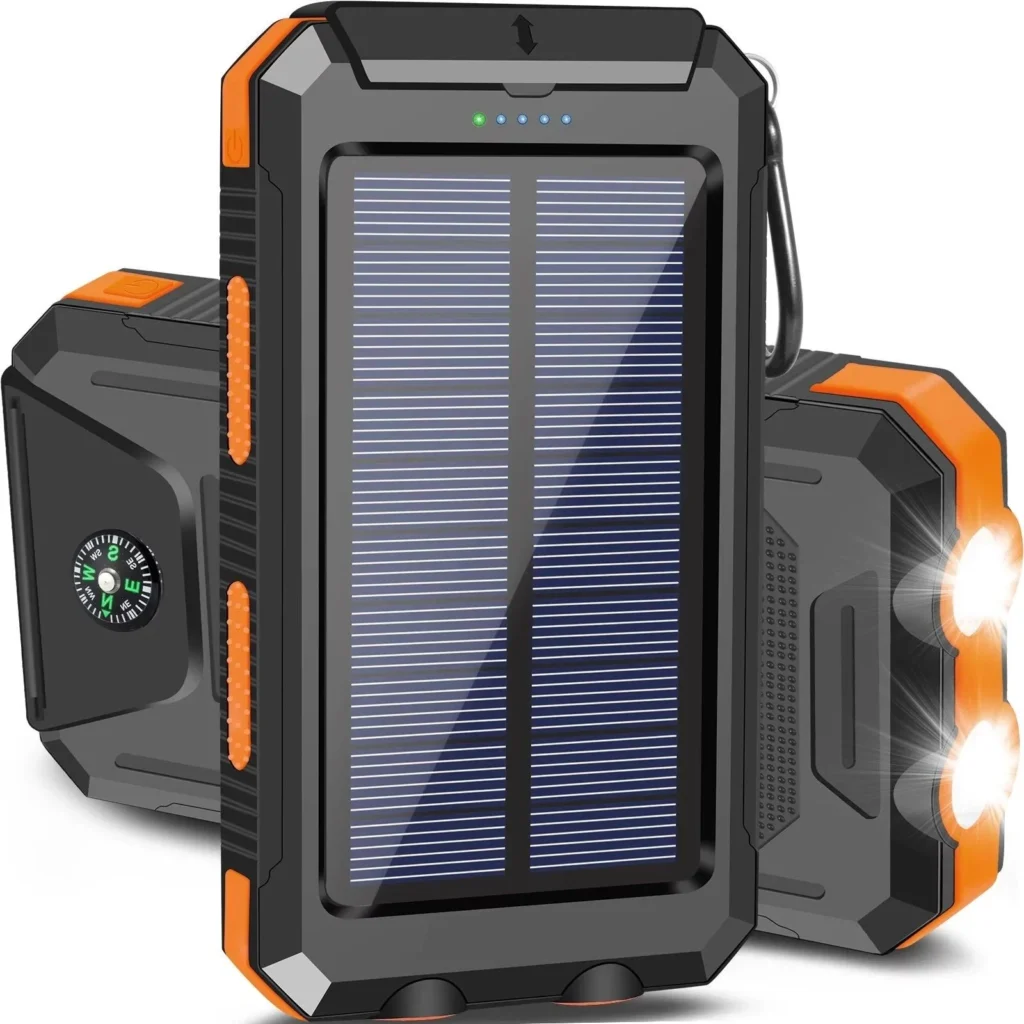 20000mAh Dual USB Waterproof Solar Power Bank Mobile Power Supply Holder Type-C DC Input Polymer Lithium Battery Over-Charging