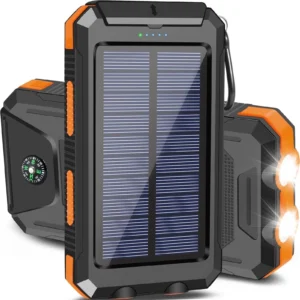 20000mAh Dual USB Waterproof Solar Power Bank Mobile Power Supply Holder Type-C DC Input Polymer Lithium Battery Over-Charging