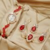 5-Piece Women's Jewelry Set - Quartz Watch + Necklace + Bracelet + Ring + Earrings (Gift Set Without Box) - Image 23
