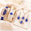 5-Piece Women's Jewelry Set - Quartz Watch + Necklace + Bracelet + Ring + Earrings (Gift Set Without Box) - Image 4