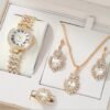 5-Piece Women's Jewelry Set - Quartz Watch + Necklace + Bracelet + Ring + Earrings (Gift Set Without Box) - Image 13