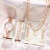 5-Piece Women's Jewelry Set - Quartz Watch + Necklace + Bracelet + Ring + Earrings (Gift Set Without Box) - Image 9