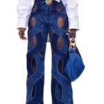 2024 Summer Casual Straight-Leg Hollow Twist Denim Jeans with Metal Buckle